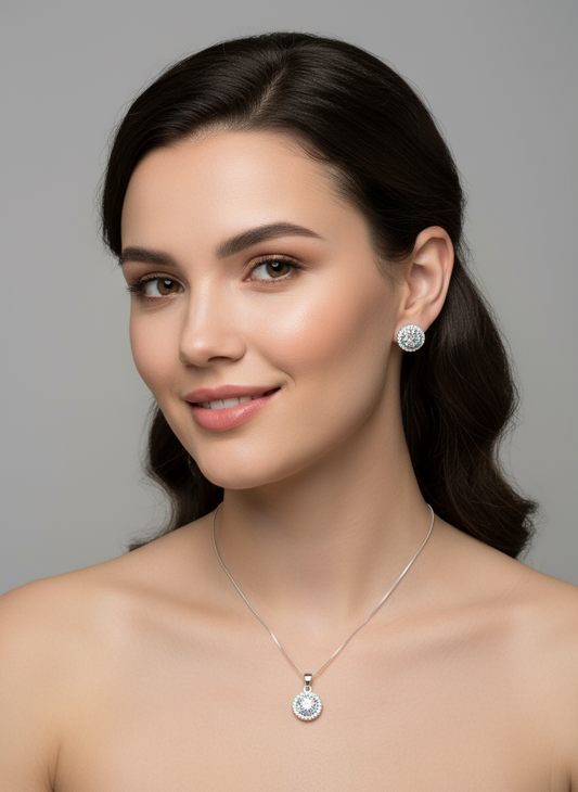 Sterling Silver 925 Jewelry Set “Halo of Light”