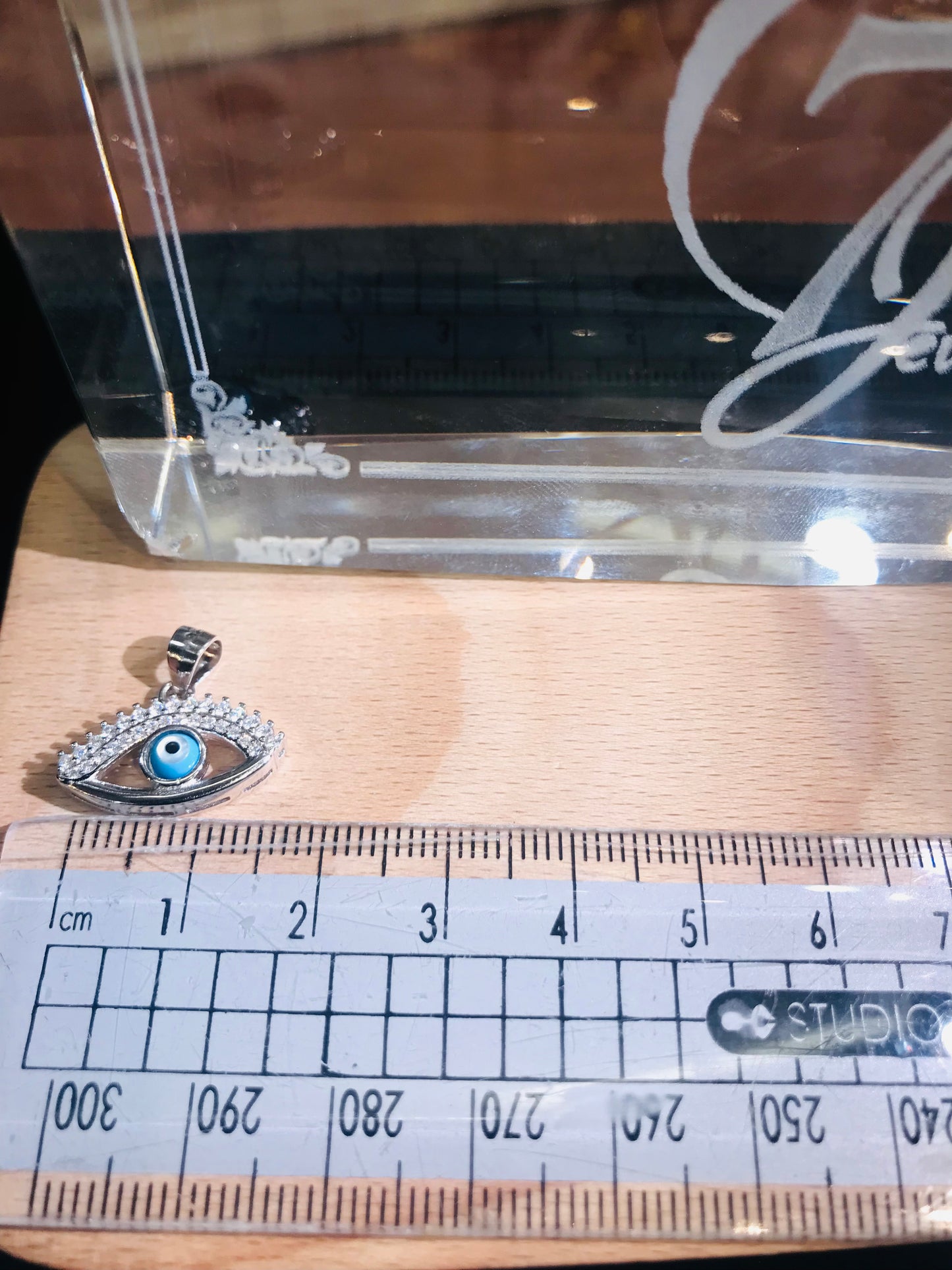 sterling silver arquise evil eye pendant