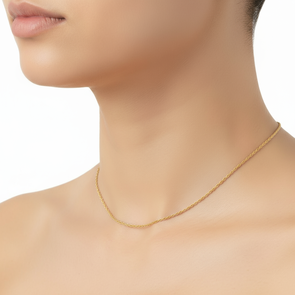 ਅਸਲੀ ਸੋਨੇ ਦੀ ਰੱਸੀ ਦੀ ਚੇਨ (1.4mm)