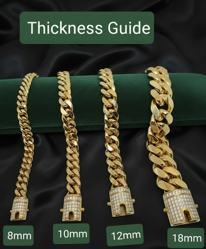 18k ਗੋਲਡ ਪਲੇਟਿਡ ਮਿਆਮੀ ਕਿਊਬਨ ਚੇਨ 