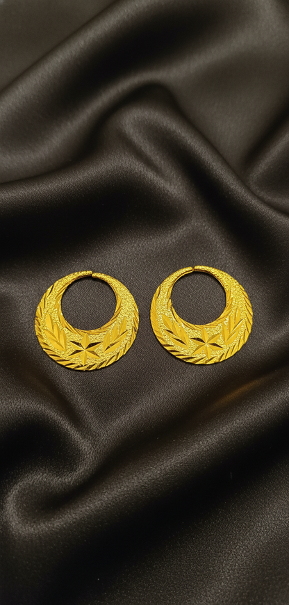 Boucles d'oreilles Nattiyan sablées en étoile, argent véritable et or 24 carats