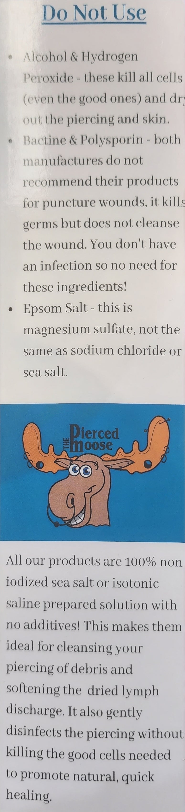 Fournitures de piercing après-soins