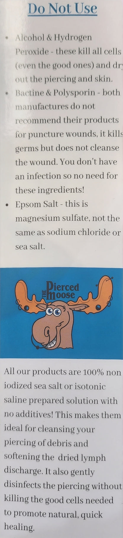 Fournitures de piercing après-soins