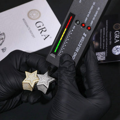 Bague étoile en argent véritable et moissanite