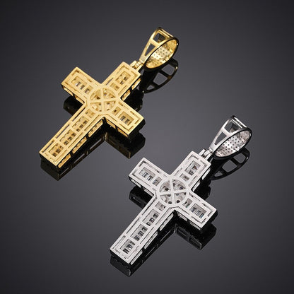 Pendentif croix en argent véritable et moissanite