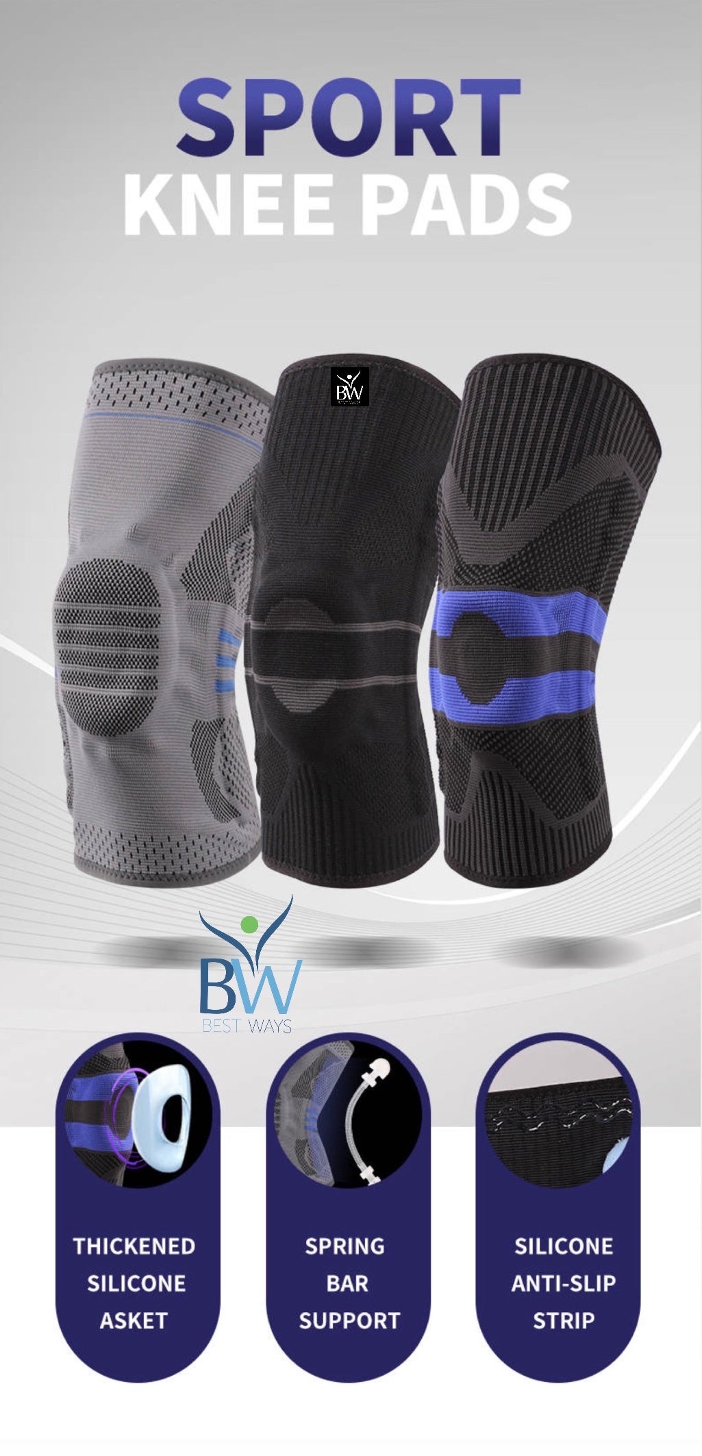 (Now You can also order at: bestways.ca) Best Ways Knee Braces/Knee Pads(Knee Pain Relief)- Pair- Limited Stock.