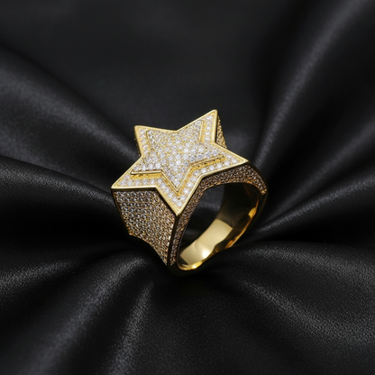 Bague étoile en argent véritable et moissanite