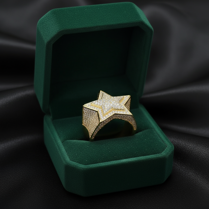 Bague étoile en argent véritable et moissanite