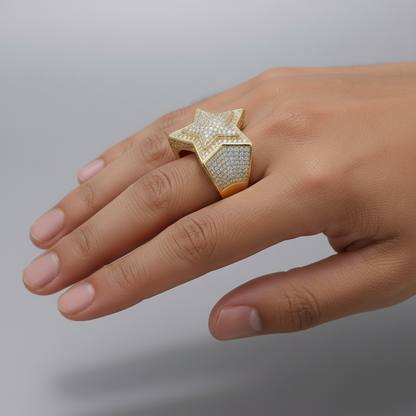 Bague étoile en argent véritable et moissanite