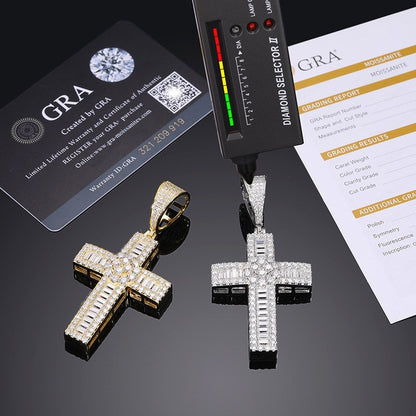 Pendentif croix en argent véritable et moissanite