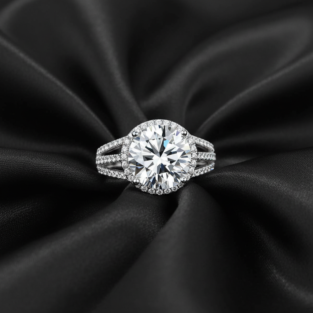 Bague pour femme en argent véritable et moissanite