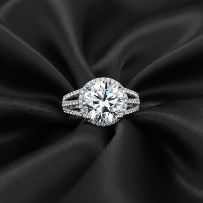 Bague pour femme en argent véritable et moissanite