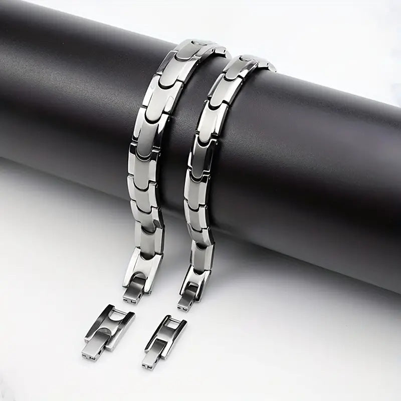 Celebrate love and well-being with the Couple's Magnetic Energy Bracelet.
Made from premium titanium stainless steel with embedded magnets, these unisex bracelets support circulation, joint comfort, and natural energy flow. A meaningful gift for couples that combines style, strength, and wellness.