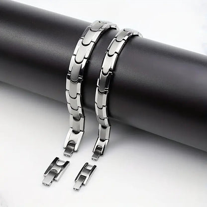 Celebrate love and well-being with the Couple's Magnetic Energy Bracelet.
Made from premium titanium stainless steel with embedded magnets, these unisex bracelets support circulation, joint comfort, and natural energy flow. A meaningful gift for couples that combines style, strength, and wellness.