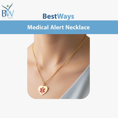 Stay safe in style with this Gold Heart Medical Alert Necklace. Featuring a stainless steel heart-shaped pendant with IP gold plating and a red enamel Star of Life, it ensures first responders recognize your medical needs instantly.
Hypoallergenic, tarnish-resistant, and perfect for diabetes, epilepsy, allergies, heart conditions, and more.