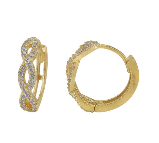 Boucles d'oreilles créoles en or véritable et zircone cubique