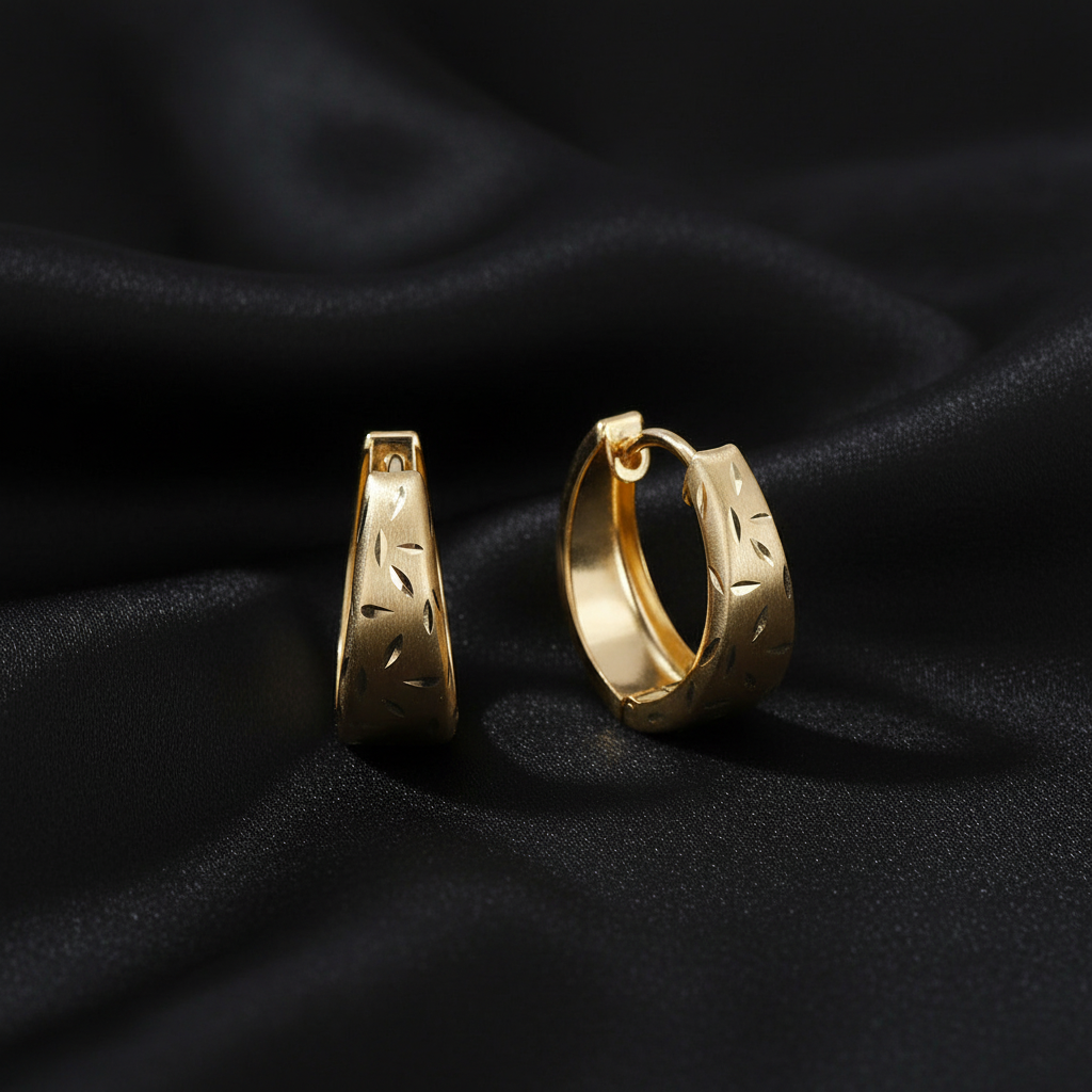 Real gold oval hoop earrings