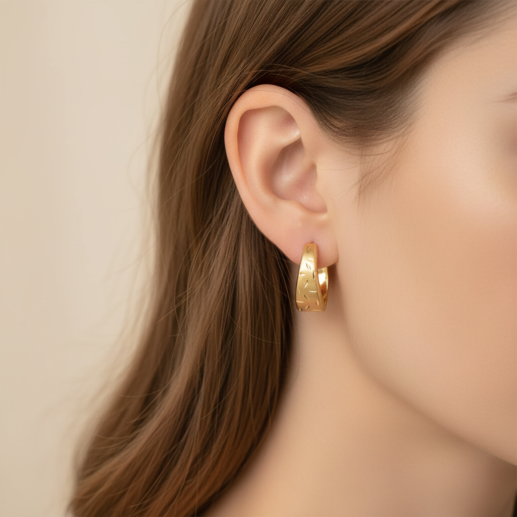 Real gold oval hoop earrings