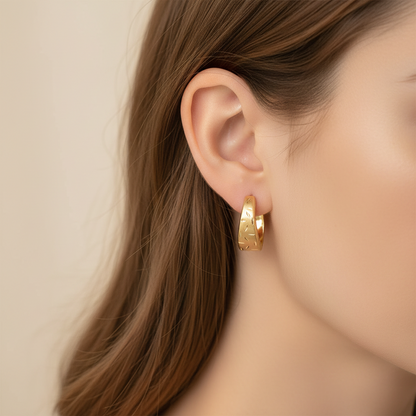Real gold oval hoop earrings