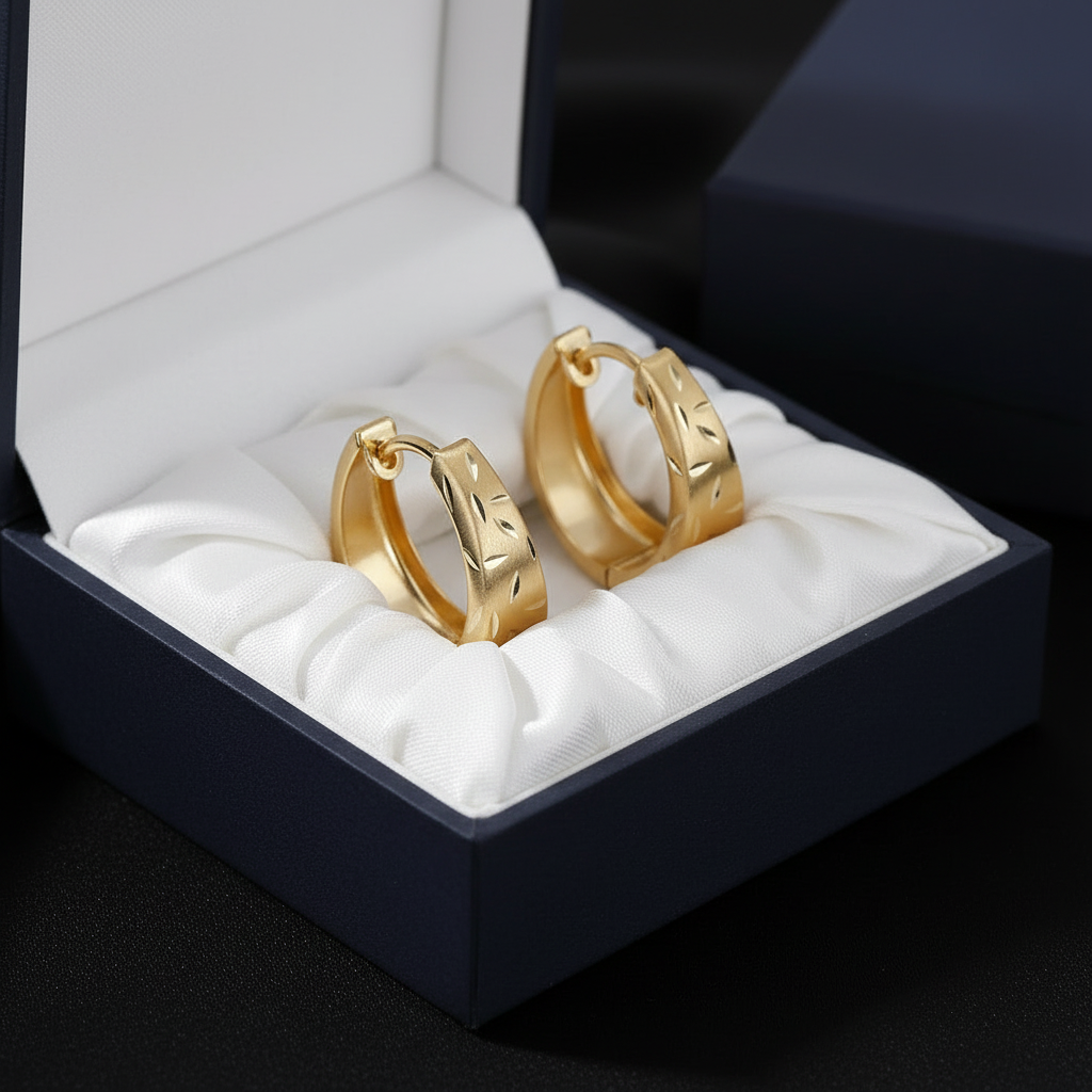 Real gold oval hoop earrings