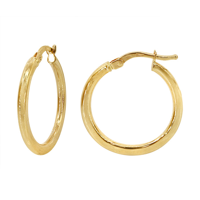 Boucle d'oreille créole ronde plate en or véritable