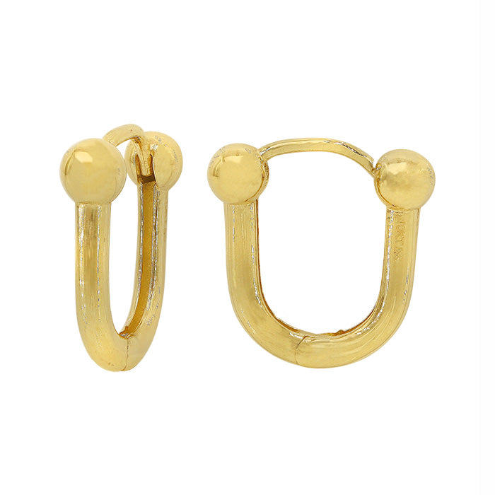 Boucles d'oreilles créoles en or véritable avec maillons en U,