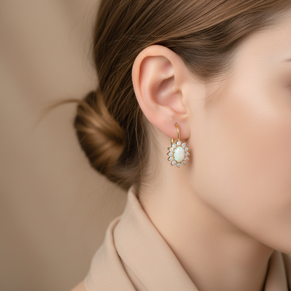 Real gold opal earrings