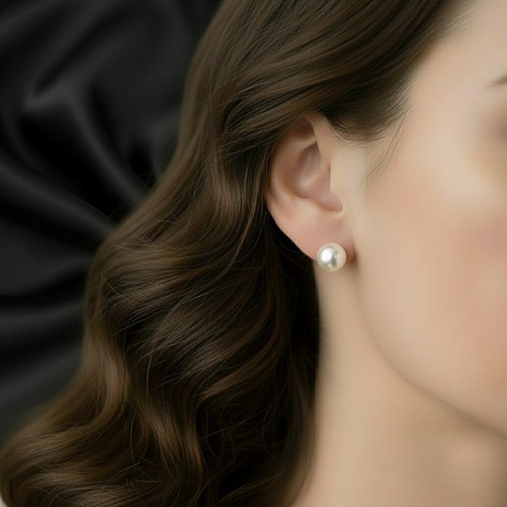 Boucles d'oreilles à tige en or véritable et perles