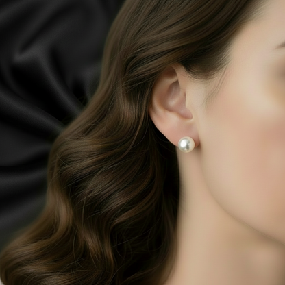 Boucles d'oreilles à tige en or véritable et perles