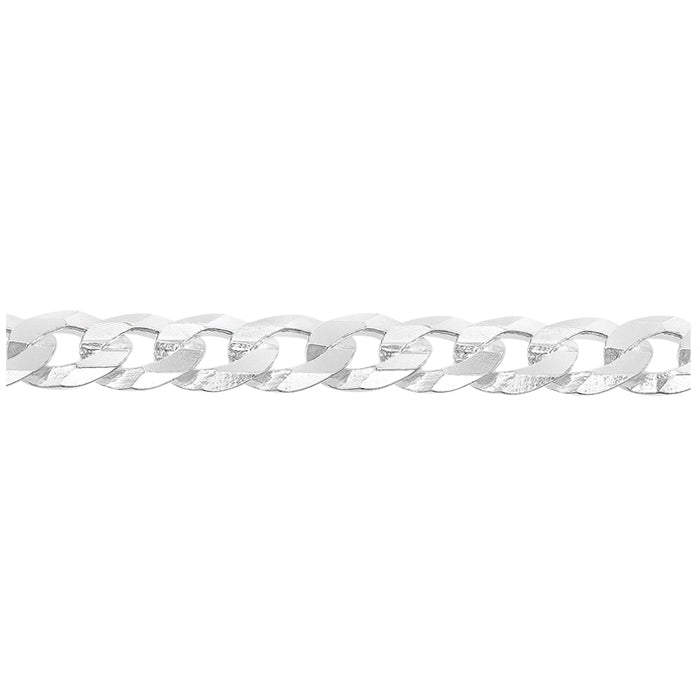 Chaîne gourmette plate en argent sterling, 2 côtés, taille diamant (2 mm)