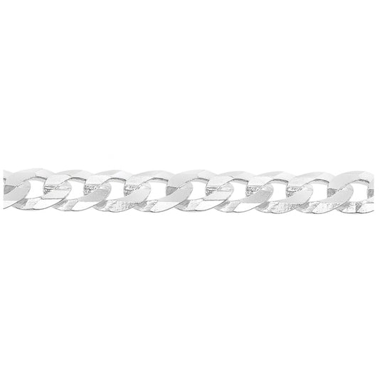 Sterling silver, 2 sides diamond cut flat curb chain