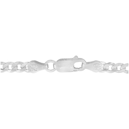 Chaîne gourmette plate en argent sterling, 6 côtés, taille diamant (3 mm)