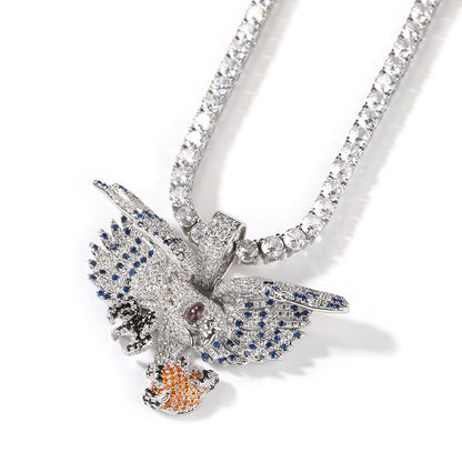 Pendentif oiseau coloré exquis en zircone cubique incrusté de cuivre JinJiBeWater