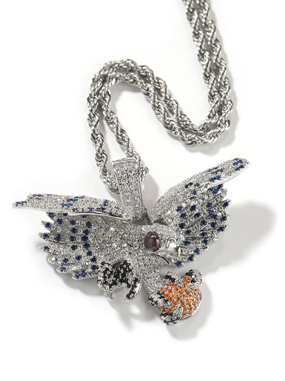 Pendentif oiseau coloré exquis en zircone cubique incrusté de cuivre JinJiBeWater