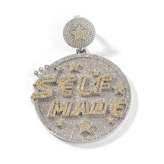 Pendentifs en forme de lettres pour hommes, grands disques ronds faits maison