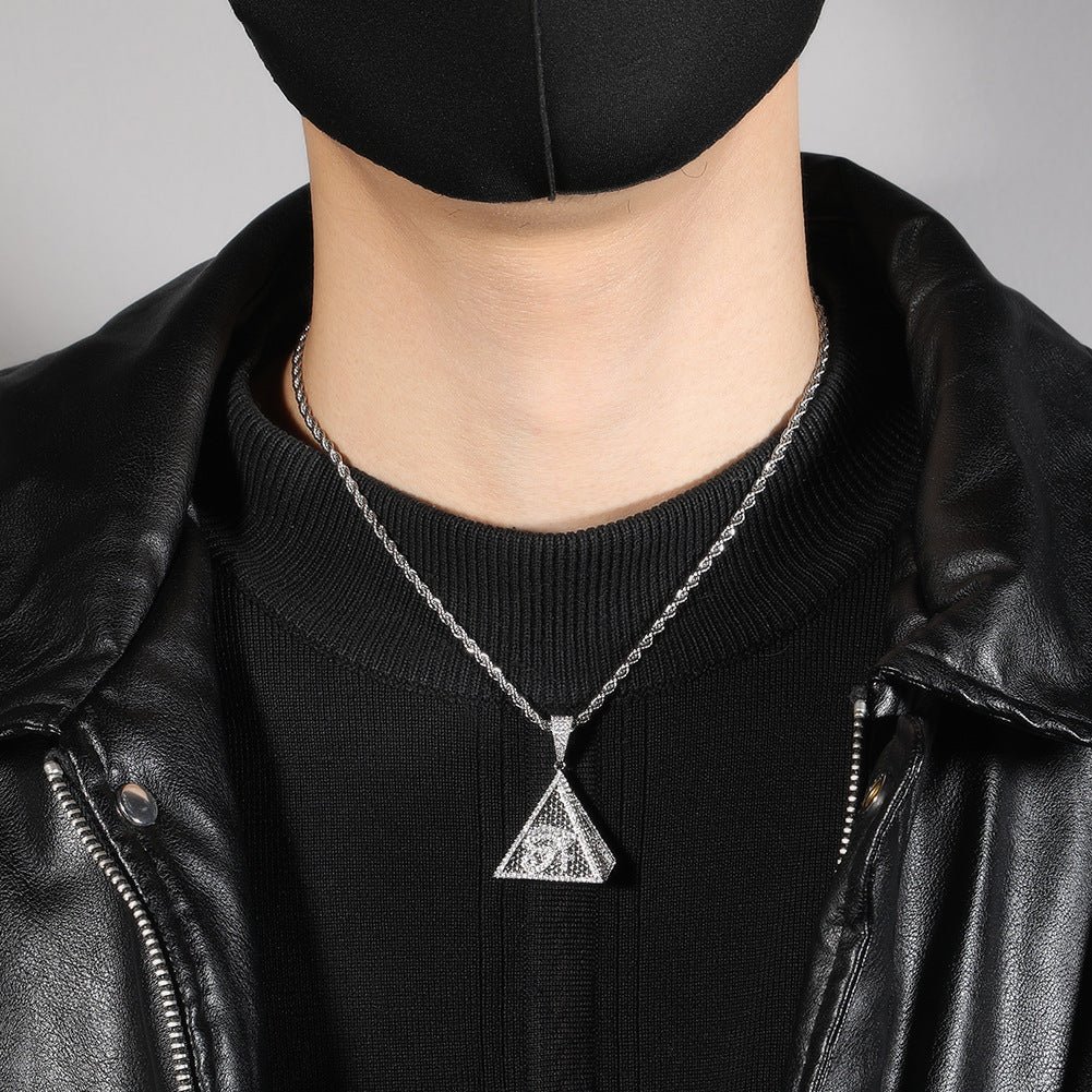 iced out cz diamond Pyramid Eye of Horus pendant