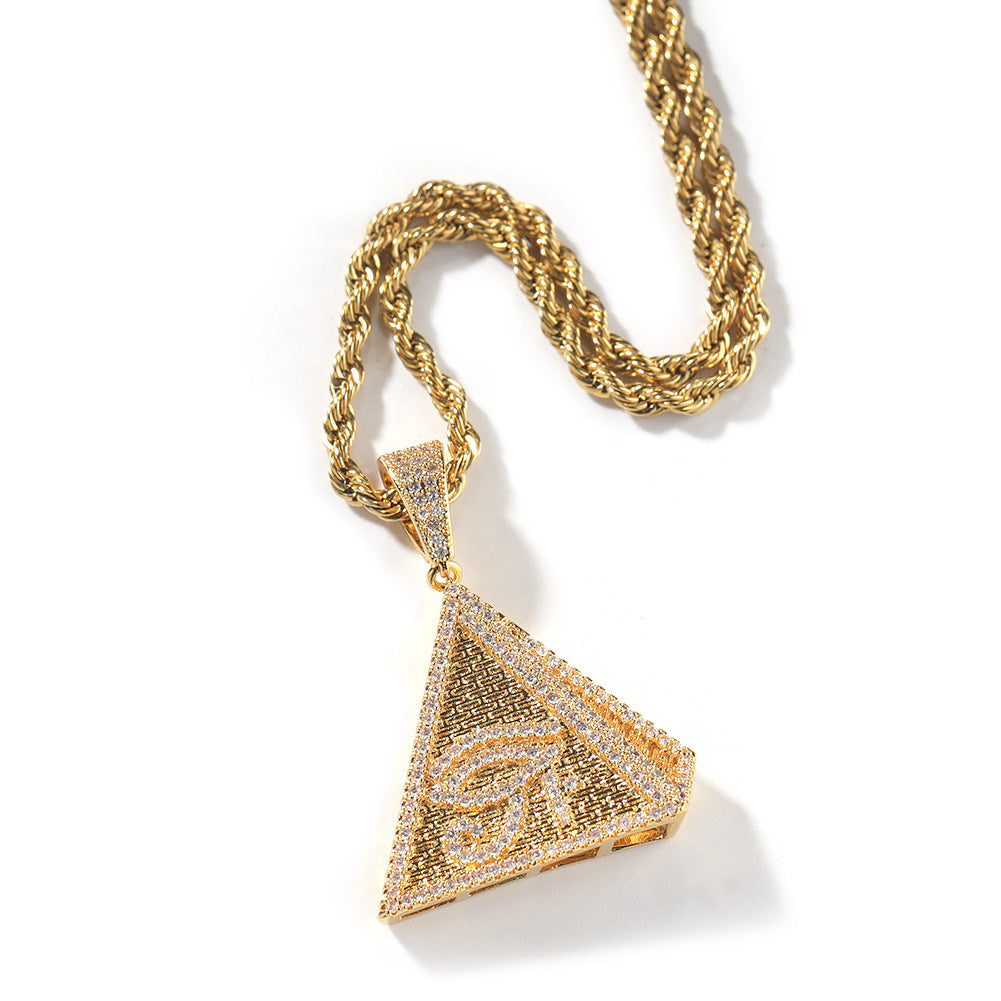 iced out cz diamond Pyramid Eye of Horus pendant