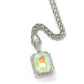 Iced Cz Cubic Zirconia Cz Pendant Pink/Blue/Green/Red Square Fluorescent Gem Pendant Necklace