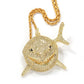 6IX9INE Iced Out Bling cz Shark Pendant