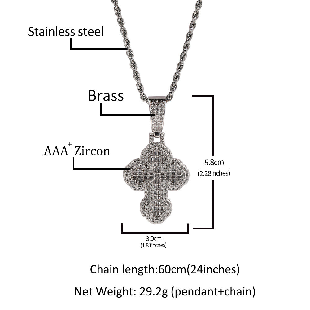 Cz Diamond Cloud Cross Charm Necklace Pendant