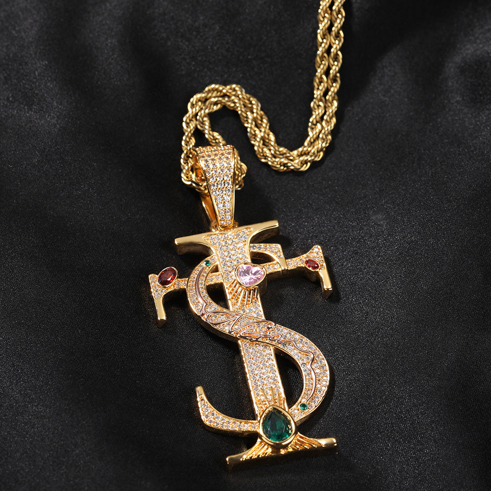 TS ਕਰਾਸ Cz ਪੈਂਡੈਂਟ ਹਾਰ