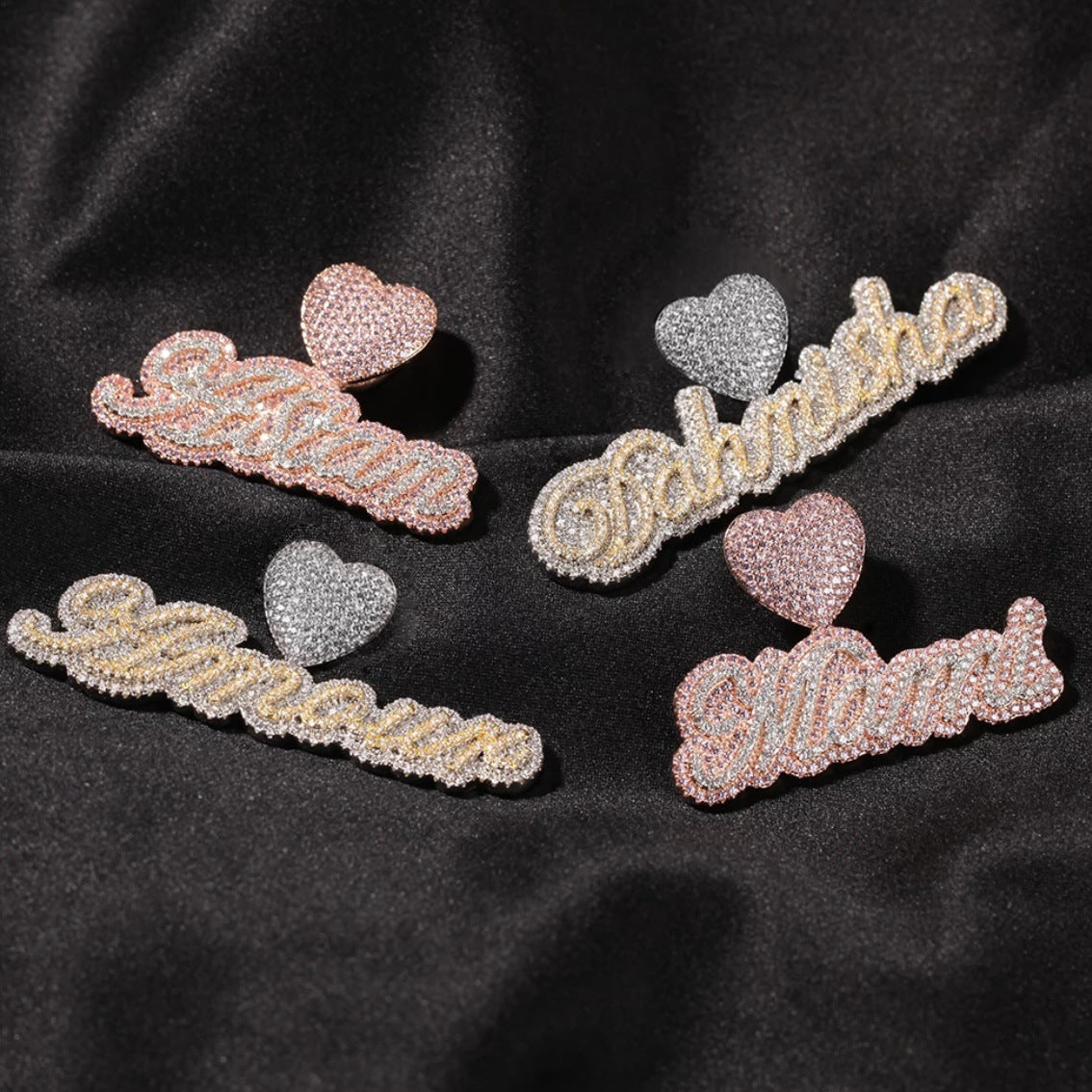 ਕਸਟਮ ਛੋਟੇ ਆਕਾਰ ਦੇ ਦੋ ਟੋਨ ਬਲਿੰਗ ਅੱਖਰ ਨਾਮ ਪੈਂਡੈਂਟ