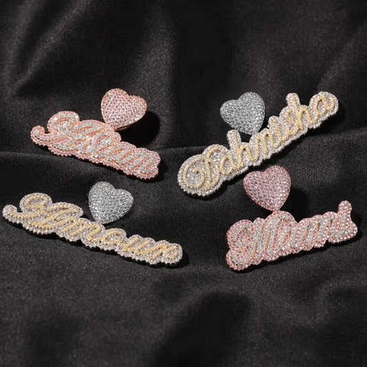 Pendentif personnalisé avec nom et lettre scintillante bicolore de petite taille