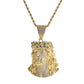 Iced Out Cz Four Leaf Crown Jesus Portrait Pendant