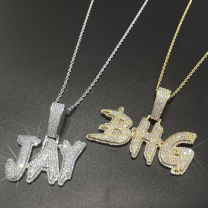 ਕਸਟਮ 2 ਲੇਅਰ ਡਬਲ ਪਲੇਟਿਡ ਨੇਮ ਚਾਰਮ ਪੈਂਡੈਂਟ