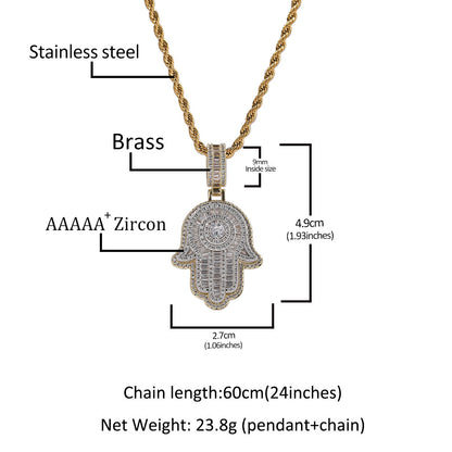 Pendentif double couche en forme de main de Fatima