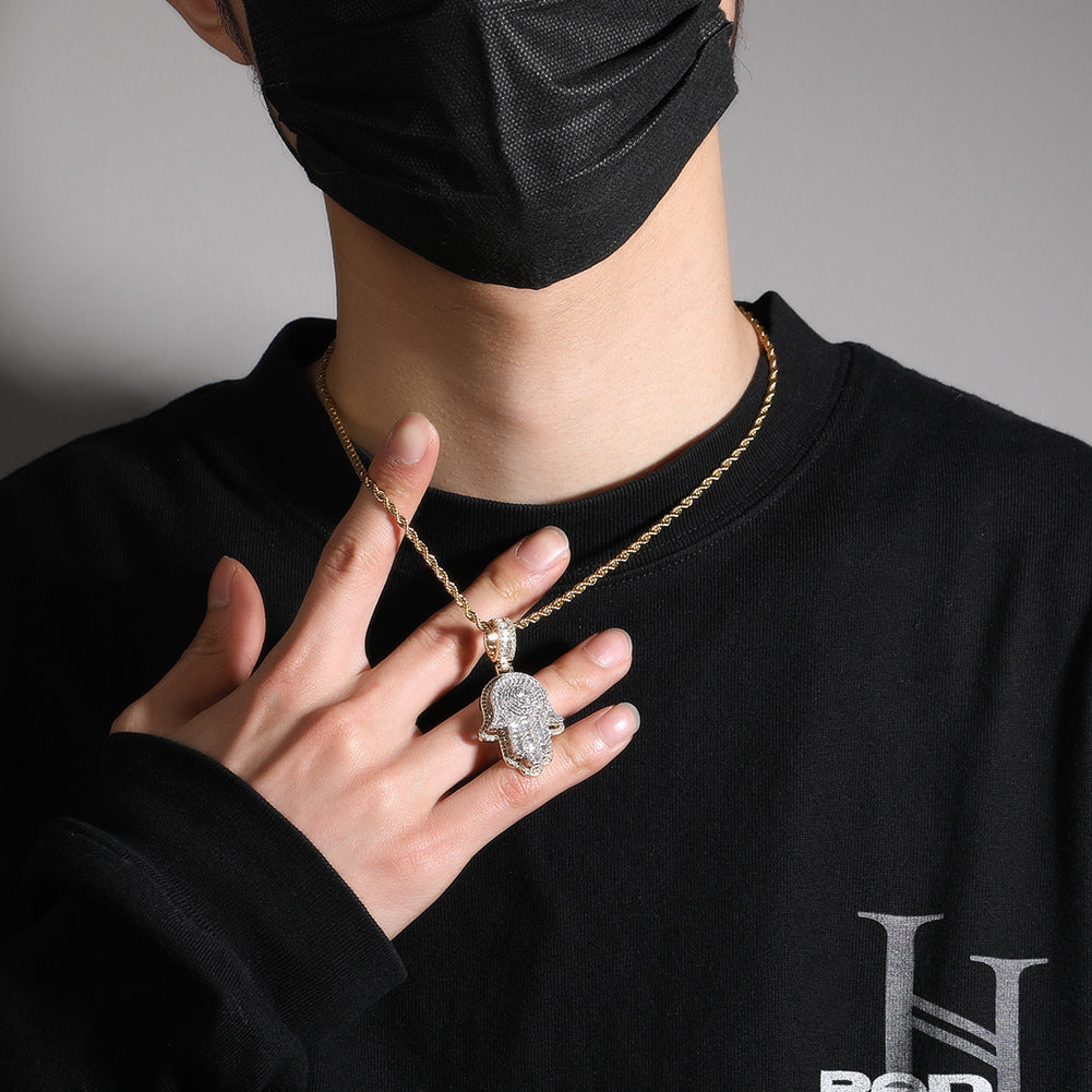 Pendentif double couche en forme de main de Fatima