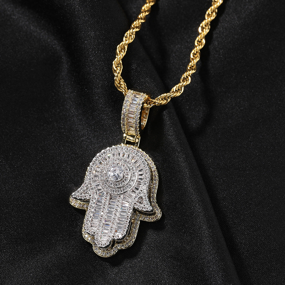 Double Layer Hamsa Hand Charms Pendant