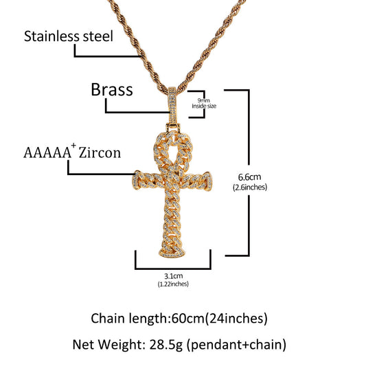 iced out ankh cross pendant