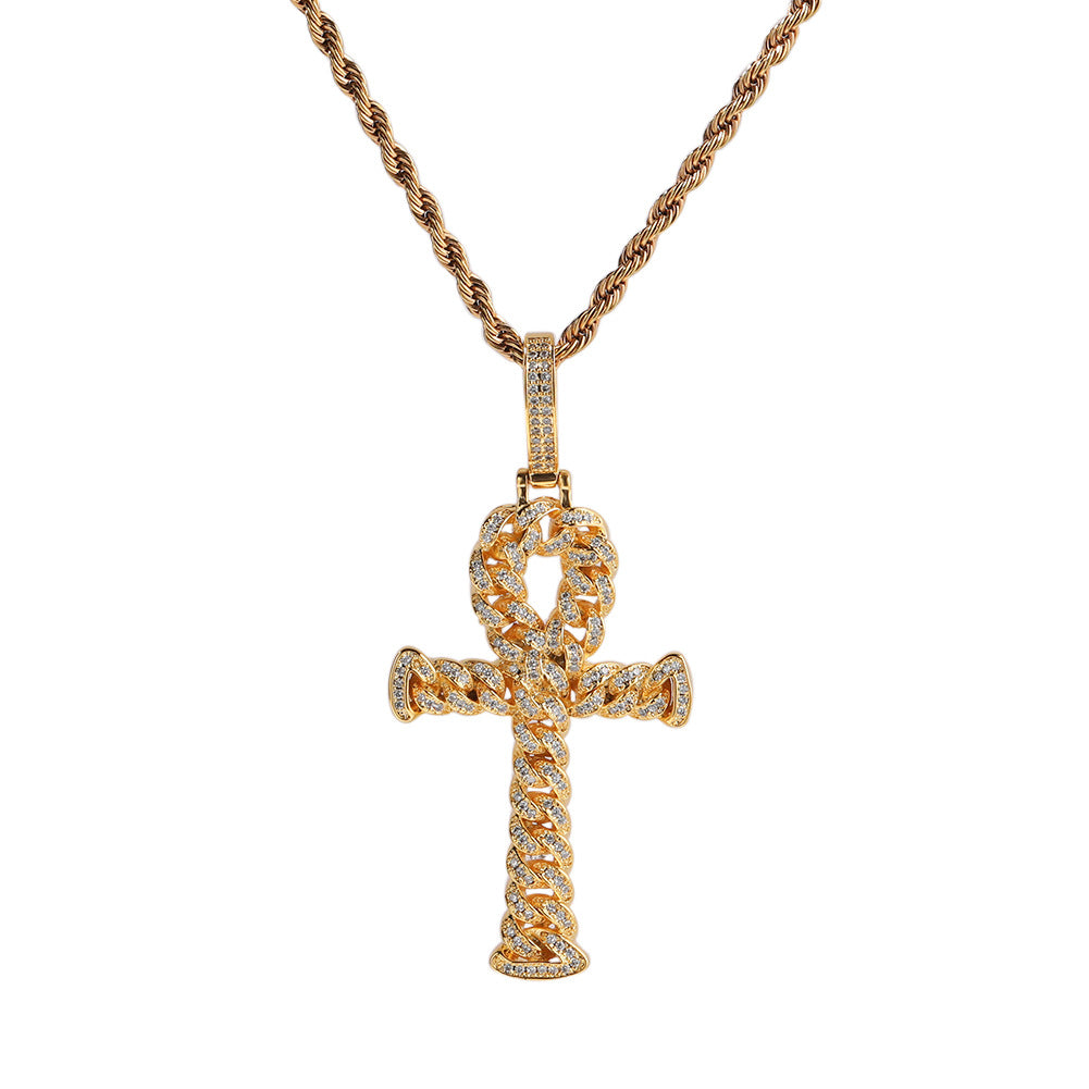 iced out ankh cross pendant